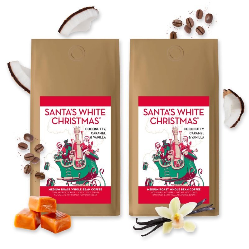 Barnie's Santa's White Christmas whole bean flavored coffee