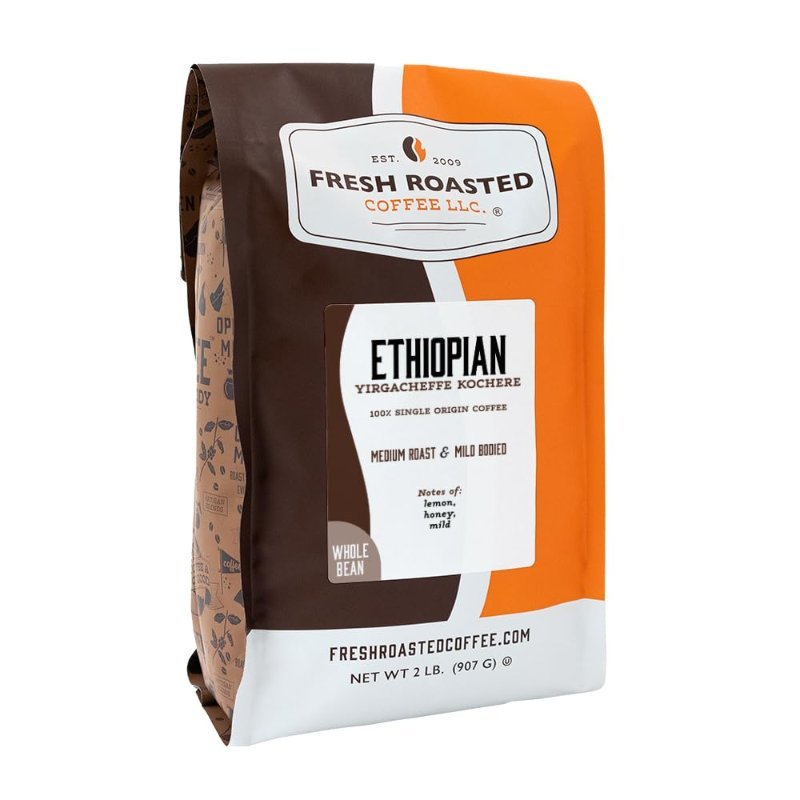 Fresh Roasted Coffee Ethiopian Yirgacheffe Kochere whole bean, 2 lb bag
