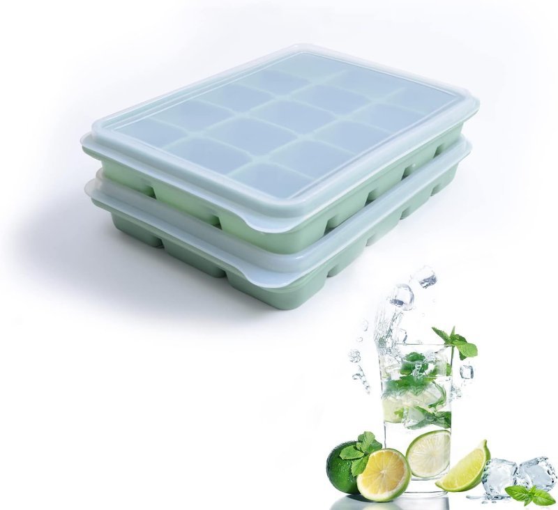 Silicone ice cube trays with removable lids