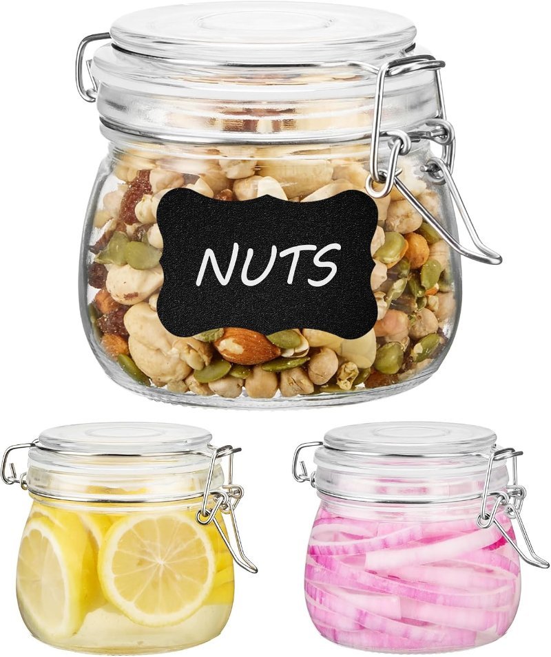 Vtopmart glass storage jars with airtight clamp lids