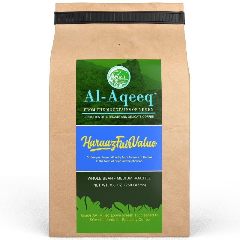 Al-Aqeeq whole bean Yemen coffee from the Haraaz region, medium roast