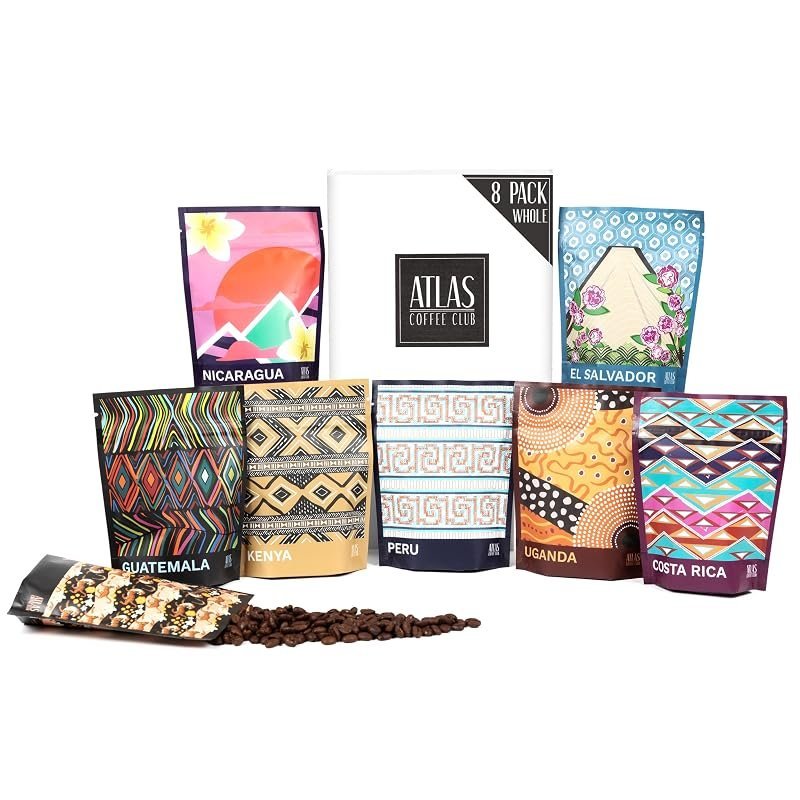 Atlas Coffee Club coffee sampler gift set, 8-pack whole bean