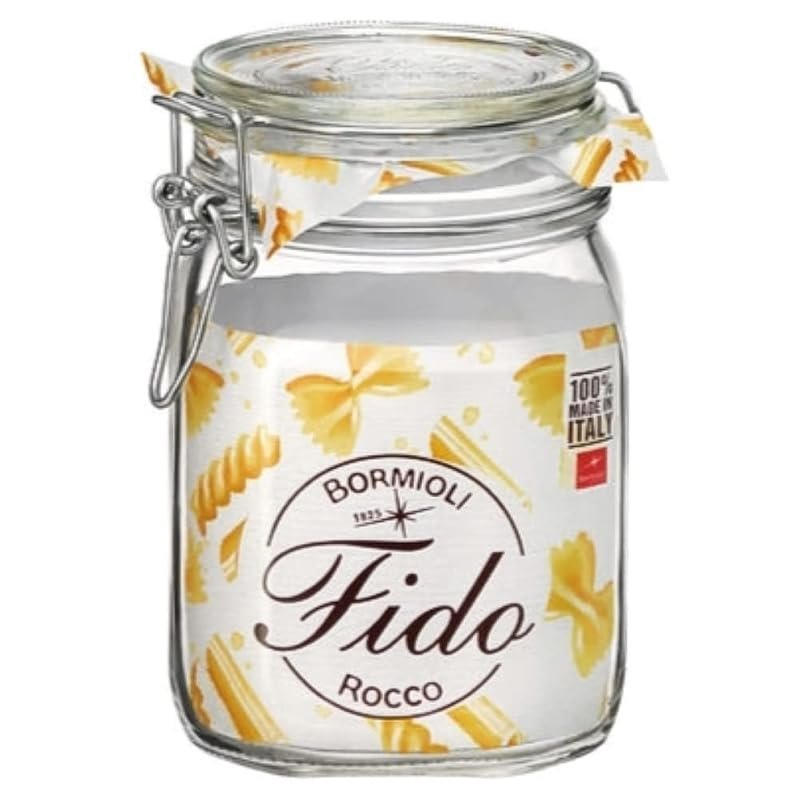 Bormioli Rocco Fido clear glass jar with wire bail clamp lid