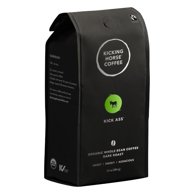 Kicking Horse Kick Ass dark roast whole bean coffee bag