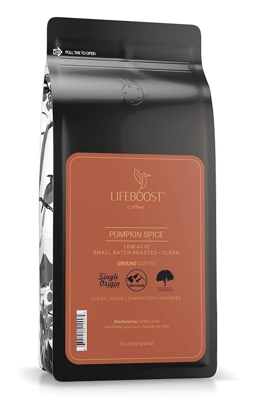 Lifeboost Pumpkin Spice Low Acid Organic Ground Coffee