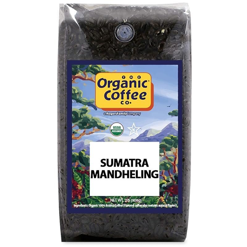 The Organic Coffee Co. Sumatra Mandheling whole bean coffee, 2 pound bag, medium light roast