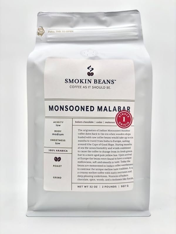 Smokin Beans India Monsooned Malabar whole bean medium roast coffee