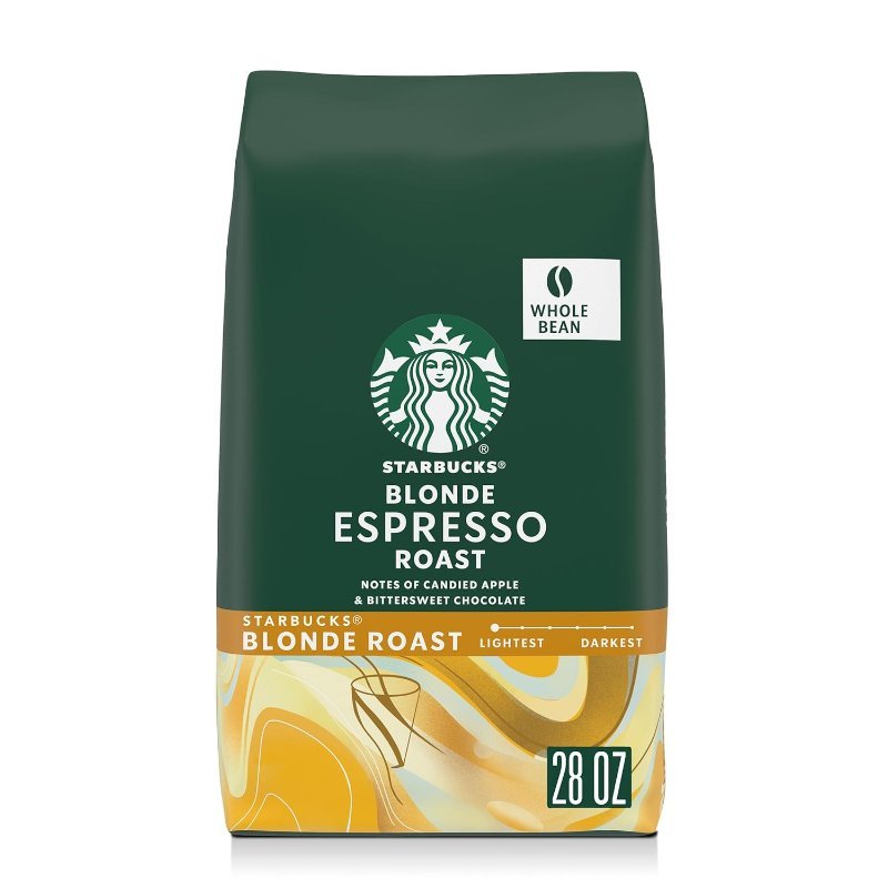 Starbucks Blonde Espresso Roast whole bean light roast coffee, 28 oz bag